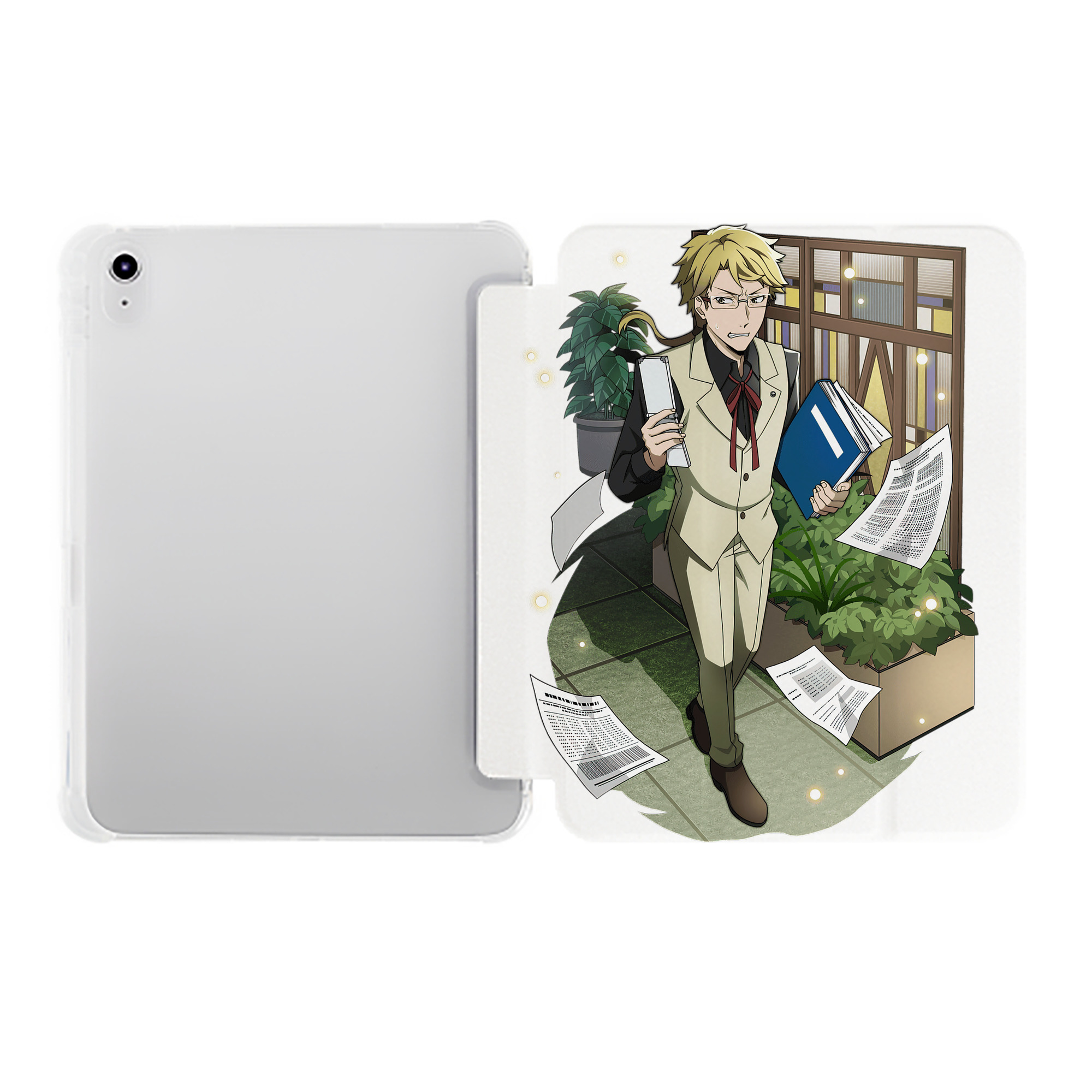 （画像用） 文豪ストレイドッグス Bungo Stray Dogs IPad ケース ペン収納付き 三つ折りスタンド PUレザー×シリコン 対応機種9.5/10.5/10.9インチ
